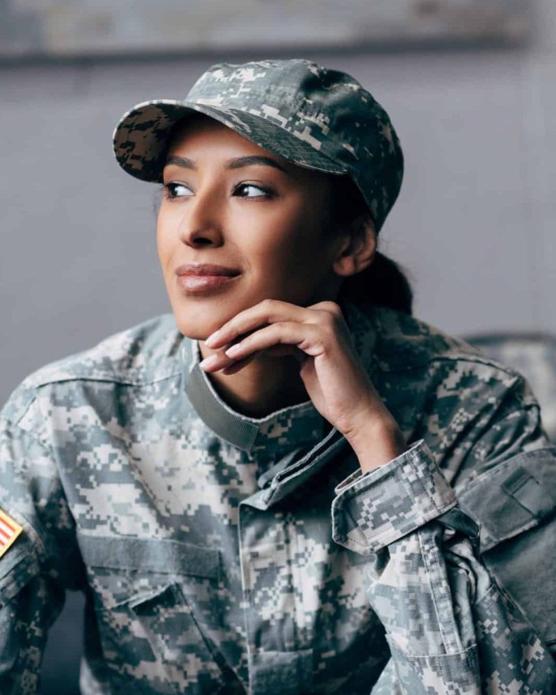 Female soldier smiling